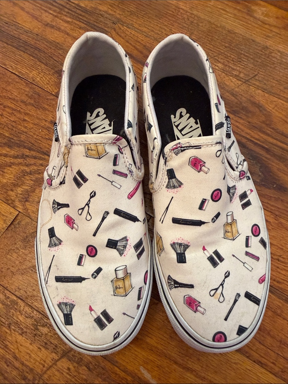 Vans Slip-On Sneakers with Pink & Black Makeup Print